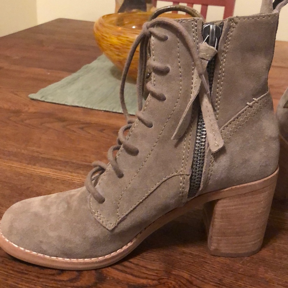 Suede Booties size 9. Side zip with from laces.